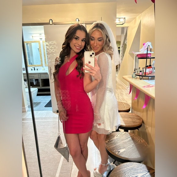 Nava Asymmetrical Mini Dress in Hot Pink - Picture 4 of 4